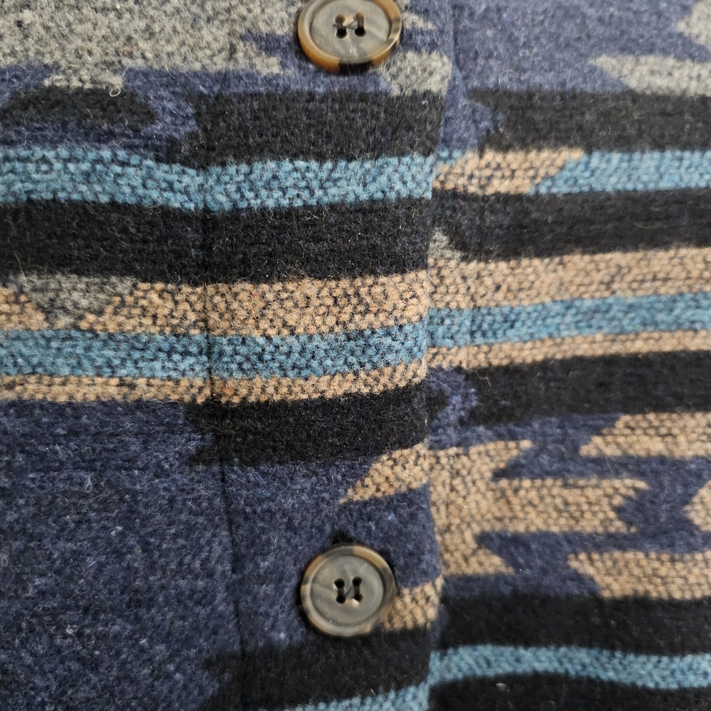 Western Aztec Blue Multicolor Pattern Shacket - Picture 4 of 11